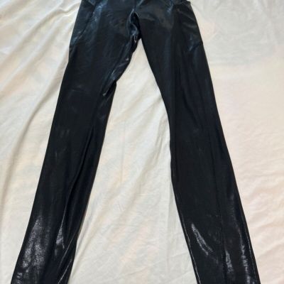 Fabletics Leggings High Wasted Foil Womens S Jet Shiny Black Stretch